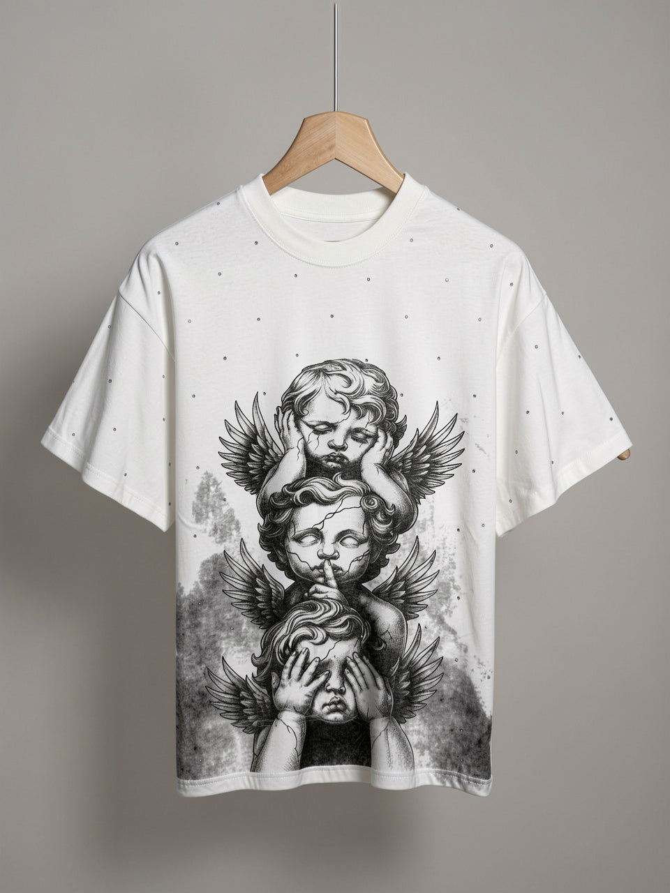 Silent Angels Oversized Graphic T-Shirt – Pristine White