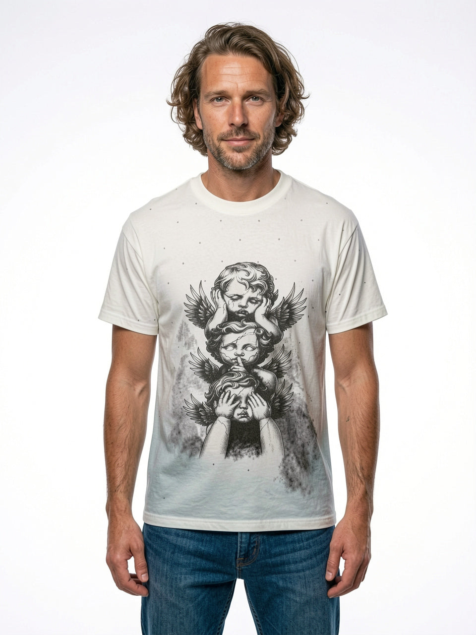 Silent Angels Oversized Graphic T-Shirt – Pristine White