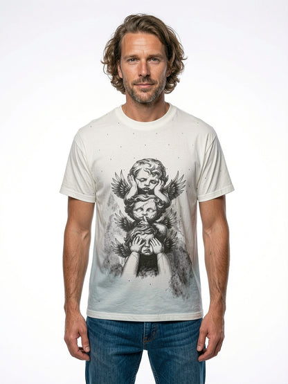 Silent Angels Oversized Graphic T-Shirt – Pristine White