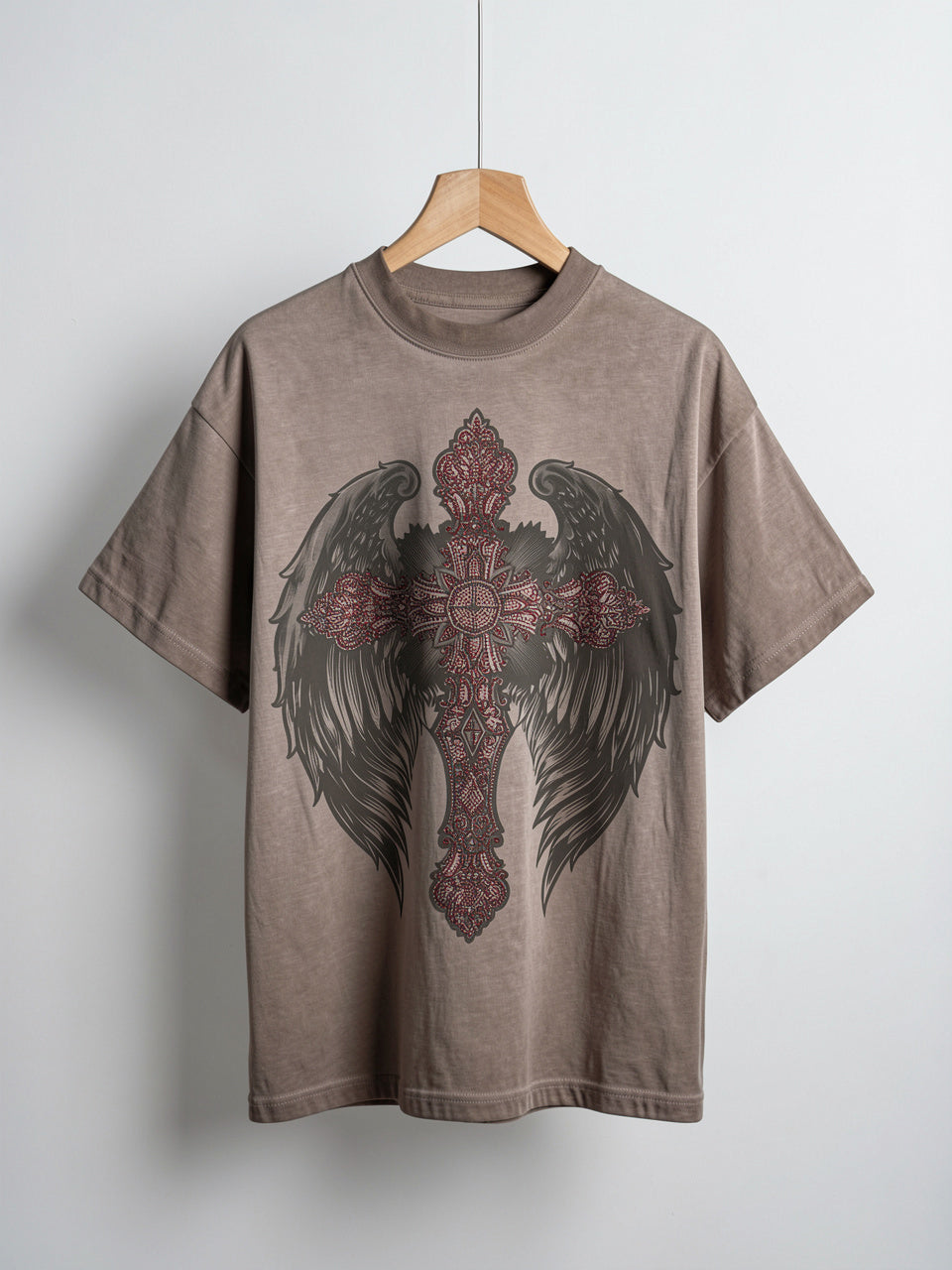 Sacred Wings Gothic Cross Heavyweight T-Shirt