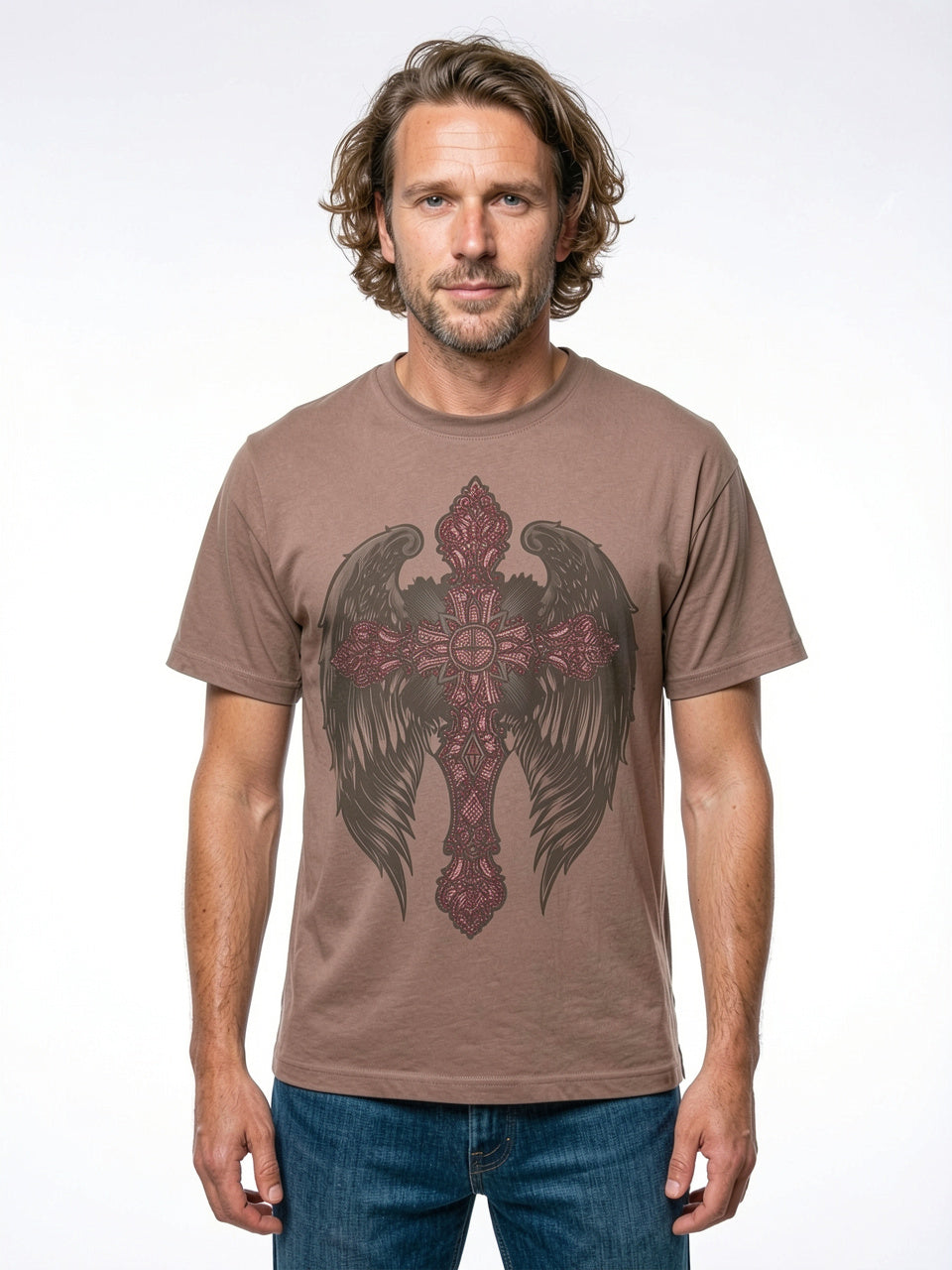 Sacred Wings Gothic Cross Heavyweight T-Shirt