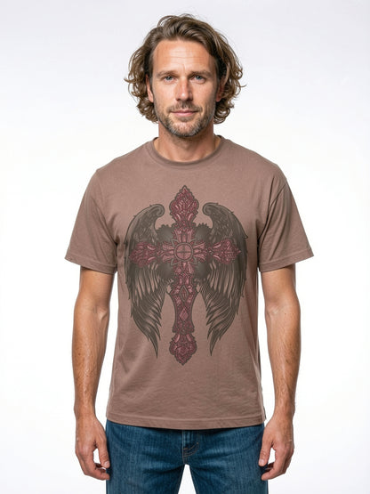 Sacred Wings Gothic Cross Heavyweight T-Shirt