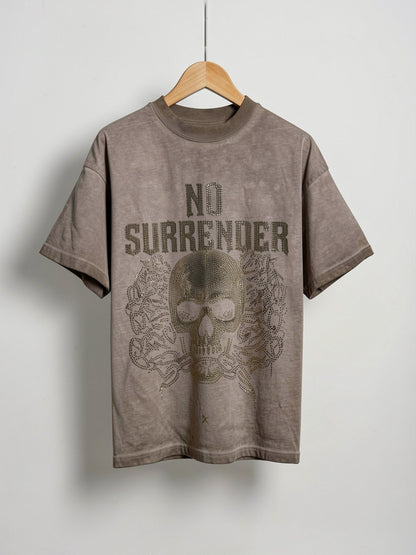 No Surrender Mineral Wash Graphic Heavyweight T-Shirt – Earth Brown