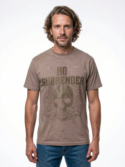 No Surrender Mineral Wash Graphic Heavyweight T-Shirt – Earth Brown