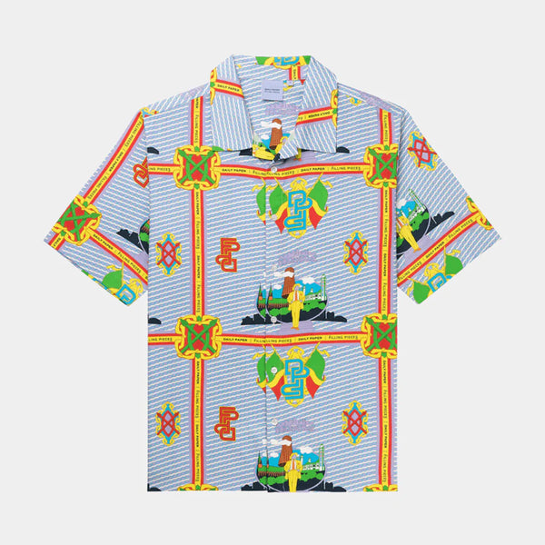 All-Over Graphic Resort Collar Shirt – Blue & Yellow