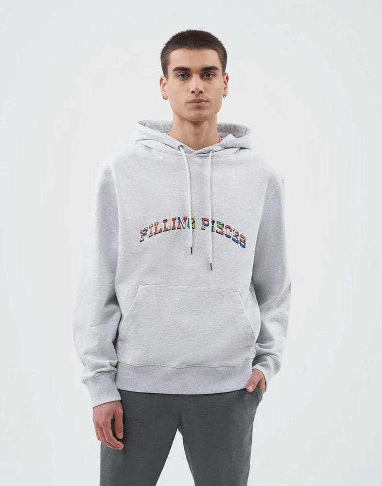 Collegiate Arch Logo Pullover Hoodie – Light Grey Melange