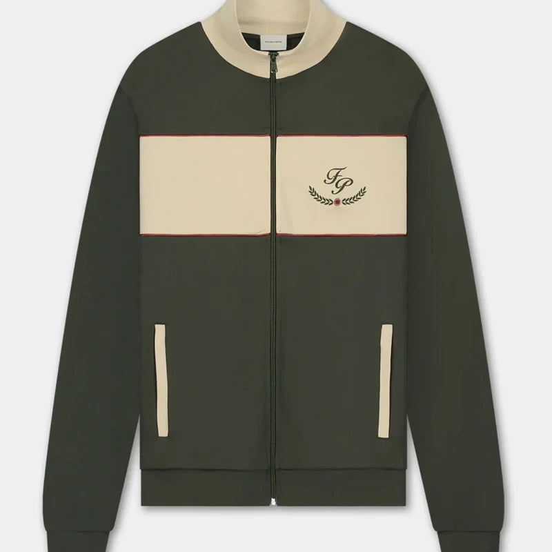Embroidered FP Laurel Track Jacket – Olive / Beige