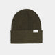 Essential Patch Ribbed Beanie – Dark Olive