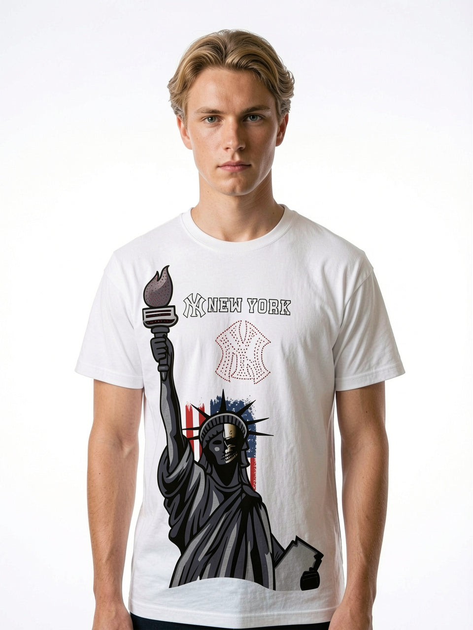 New York Liberty Bedazzled Graphic Heavyweight T-Shirt – White