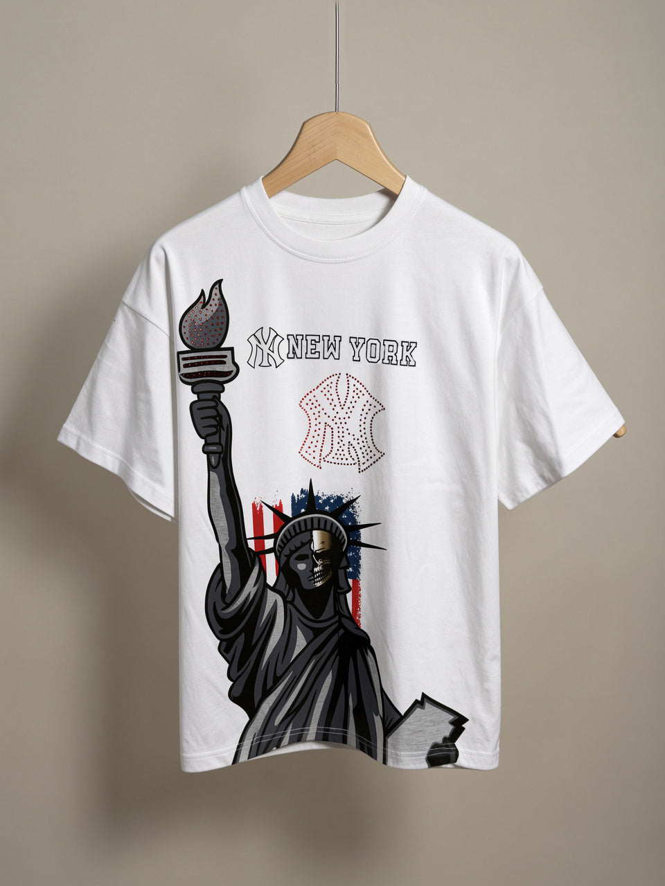 New York Liberty Bedazzled Graphic Heavyweight T-Shirt – White
