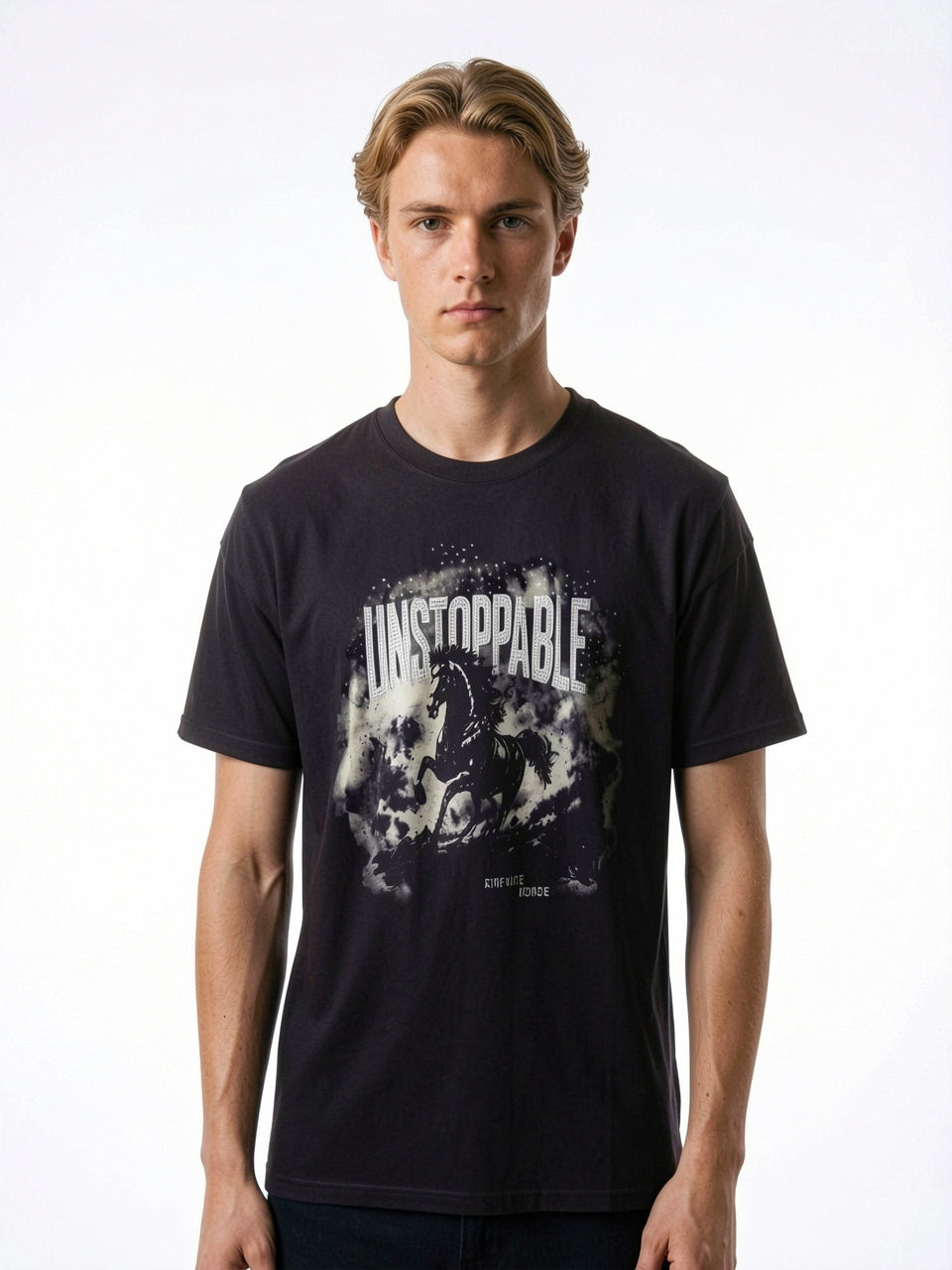 Unstoppable Wild Horse Graphic Heavyweight T-Shirt – Ombré Black