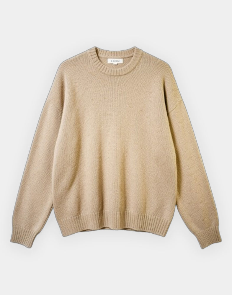 Minimalist Ribbed Knit Oversized Sweater – Cream Camel