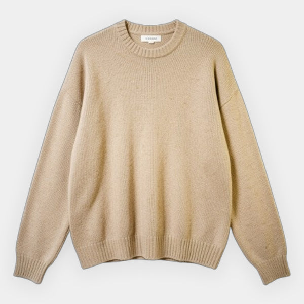 Minimalist Ribbed Knit Oversized Sweater – Cream Camel